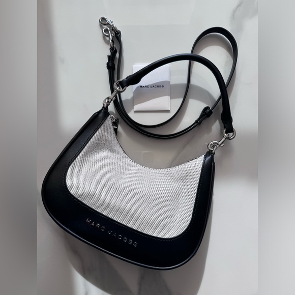 Marc Jacobs Remix Leather Canvas Small Shoulder Hobo Crossbody Bag In Natural - Picture 2 of 10